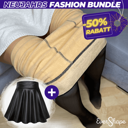 EverShape™ FASHION BUNDLE: Fleece-Strumpfhose + passender EverShape Fashion Faltenrock